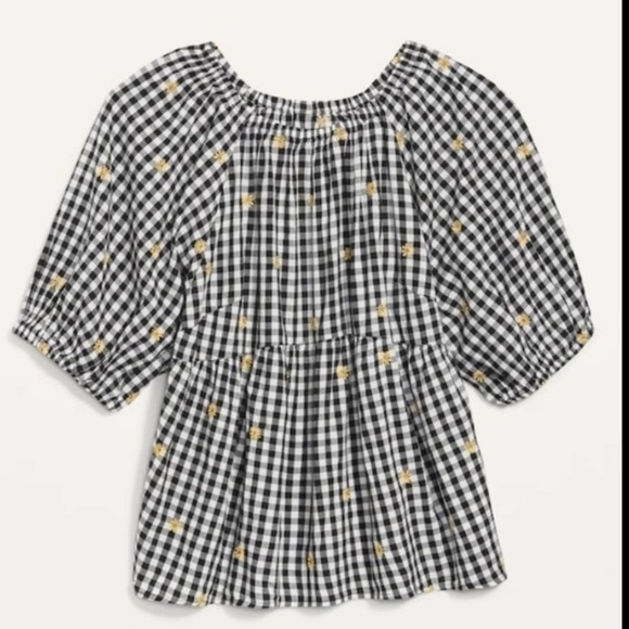 Old Navy gingham daisy Patterned puff Sleeve - Picture 3 of 11